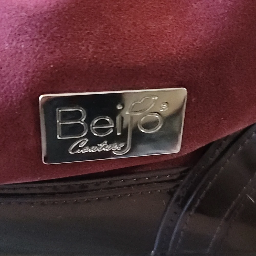 Beijo Suede Tote Cranberry & Eggplant - Picture 2 of 6